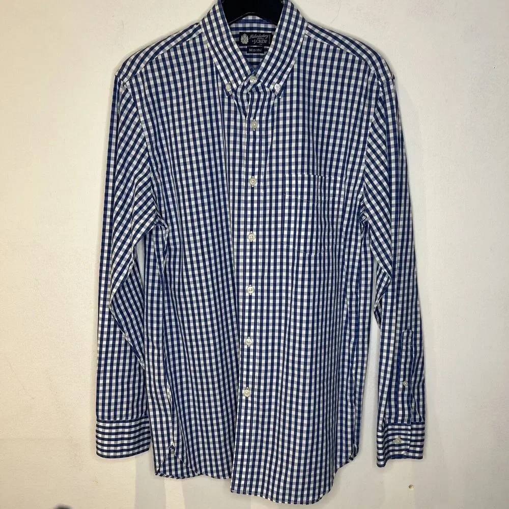 Men's J.Crew Performance Shirt Blue White‎ Sz M